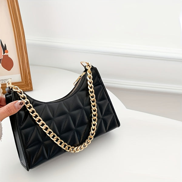 Women's Black Quilted Shoulder Bag - BloMelle