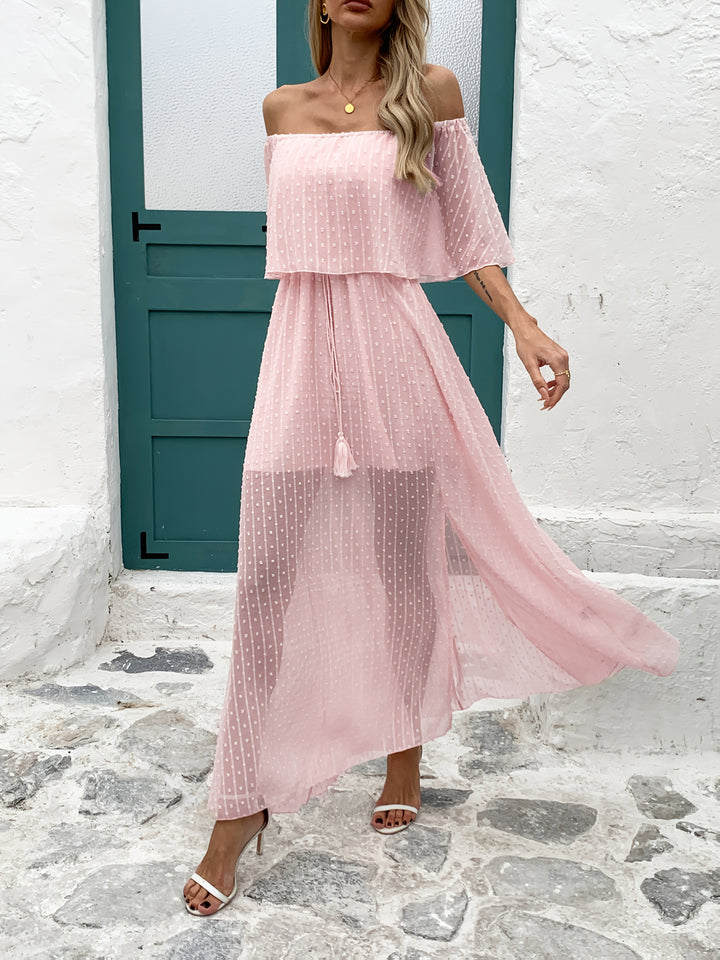 Elegant Off-Shoulder Tassel Dress - BloMelle