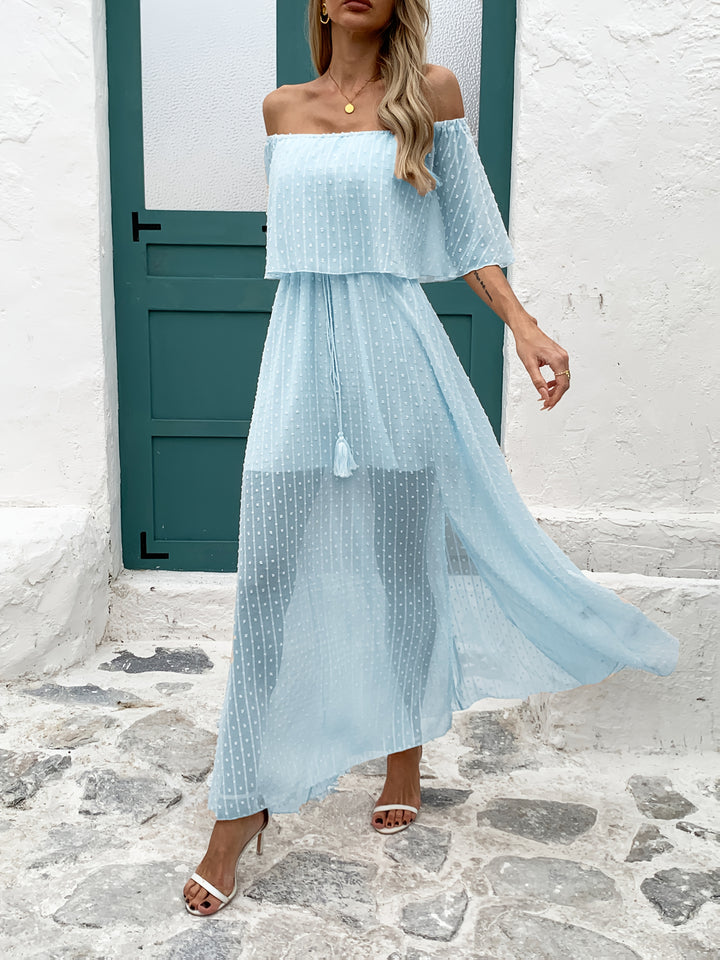 Elegant Off-Shoulder Tassel Dress - BloMelle