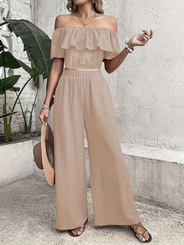 Women's Short Top & Wide Leg Pants - BloMelle