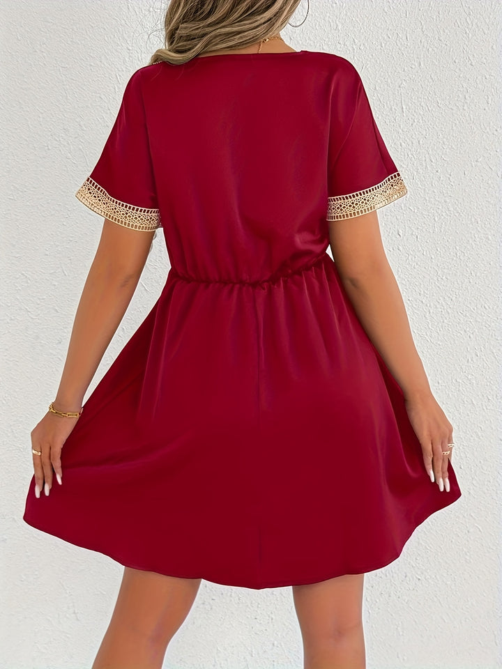 Women's V-Neck Fringed Belted Dress - BloMelle