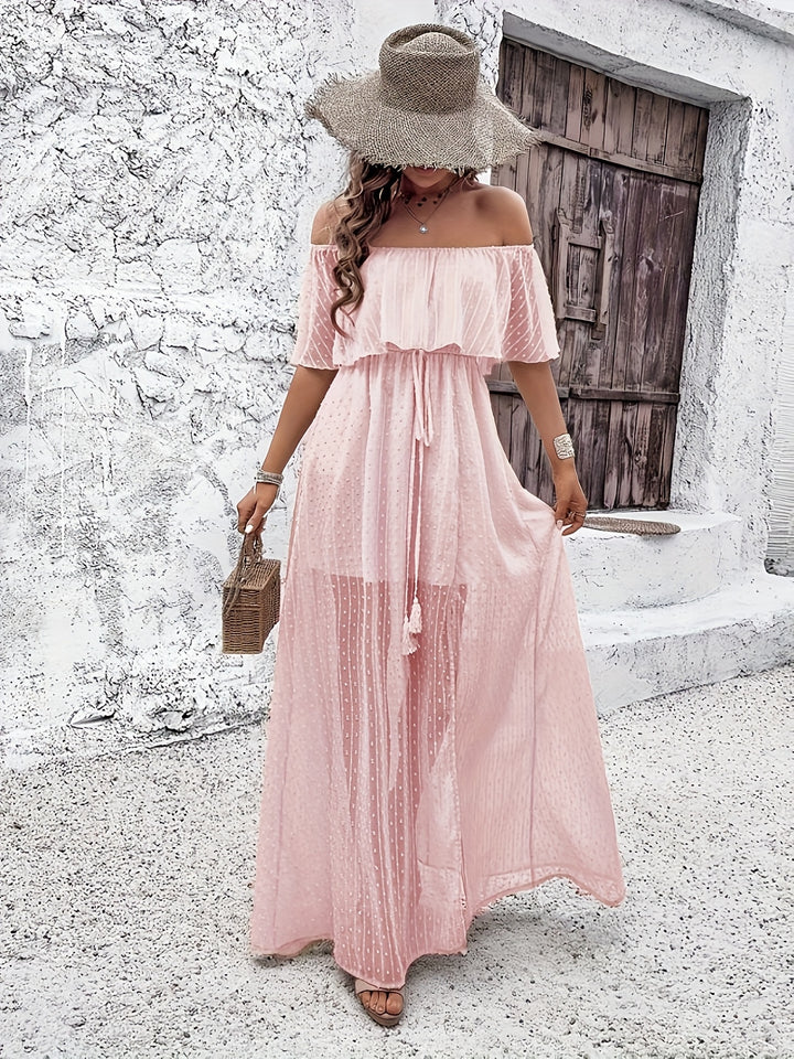 Elegant Off-Shoulder Tassel Dress - BloMelle