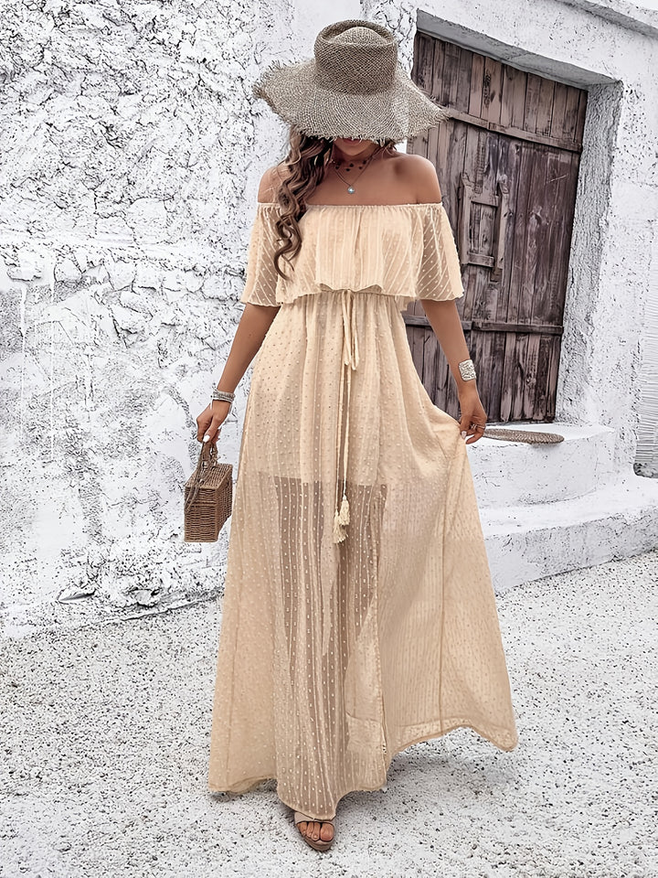 Elegant Off-Shoulder Tassel Dress - BloMelle